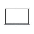 Realistic laptop with blank white screen. Electronic gadget vector illustration. Opened notebook. Mock up template for your design.