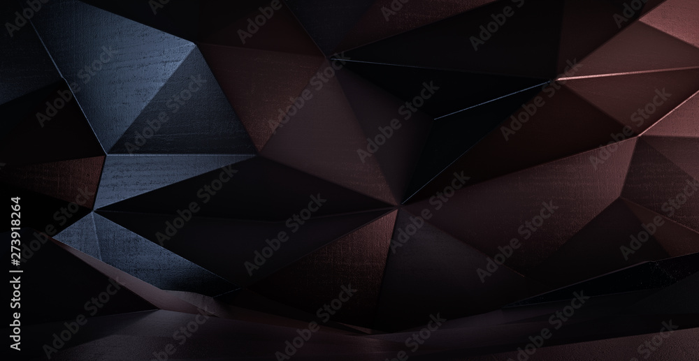 Abstract white futuristic polygonal shape of triangulated surface. Low poly crystal random pattern background. 3d rendering. - obrazy, fototapety, plakaty 