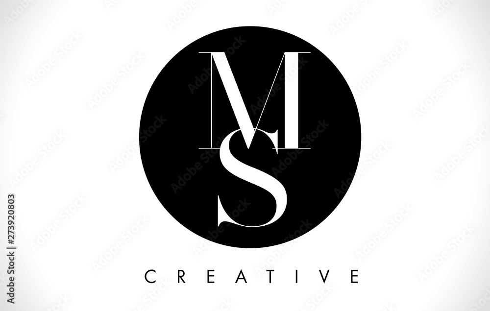 MS Letter Design Logo with Black and White Colors Vector. Stock Vector ...