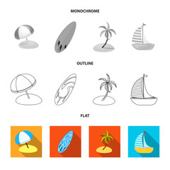 Wall Mural - Vector design of equipment and swimming icon. Set of equipment and activity vector icon for stock.