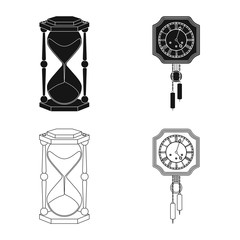 Wall Mural - Vector illustration of clock and time icon. Set of clock and circle vector icon for stock.