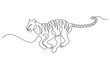 Continuous one line drawing. Tiger jumping symbol.