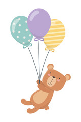 Sticker - Teddy bear cartoon and balloons design