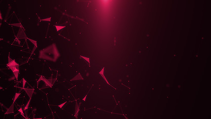 Wall Mural - Poligonal neon background. Microscopic bloody network. Abstract triangular forms. Geometric network motion design shapes. VJ backdrop for presentation or intro. 3D render