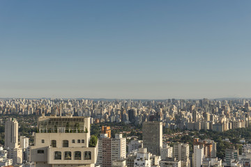 Sao Paulo city view from the top of building in the Paulista Avenue region