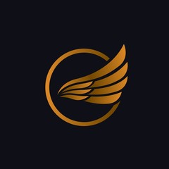 Wall Mural - luxury golden eagle wings with circle ring illustration