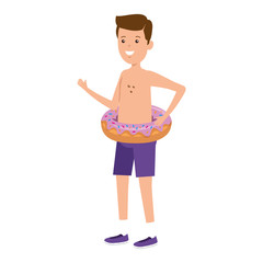 Canvas Print - young man with donut float character