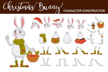 Bunny Christmas Character Isolated Body Parts And Accessory