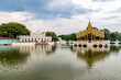 Aisawan-Dhipaya Asana Pavilion in the pond at Bang Pa-in Palace, Ayutthaya province, Thailand. Thai Royal Residence. Favorite tourist public attraction.