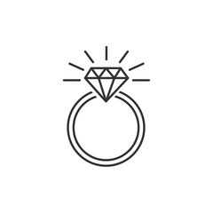 Poster - Ring Diamond icon template black color editable. Ring Diamond symbol Flat vector sign isolated on white background. Simple vector illustration for graphic and web design.