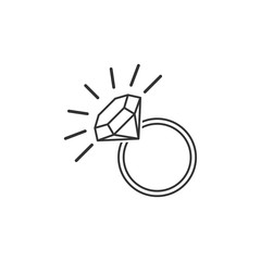 Aufkleber - Ring Diamond icon template black color editable. Ring Diamond symbol Flat vector sign isolated on white background. Simple vector illustration for graphic and web design.
