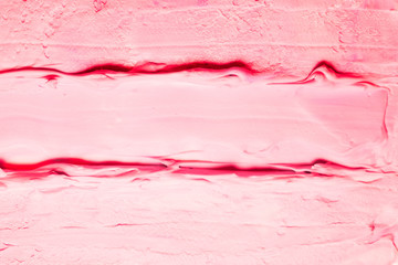 Wall Mural - Smeared pink acrylic paint background. Raspberry ice cream effect abstract surface.