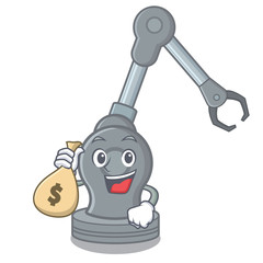 Poster - With money bag robotic arm machine isolated on character