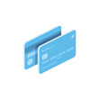 © dabflyer - Debit or credit Card money coins isometric illustrate 3d vector icon. Design creative idea.