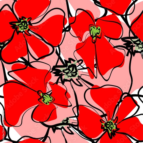 Dekoracja na wymiar  kolaz-polnych-kwiatow-w-kolorze-czerwonym