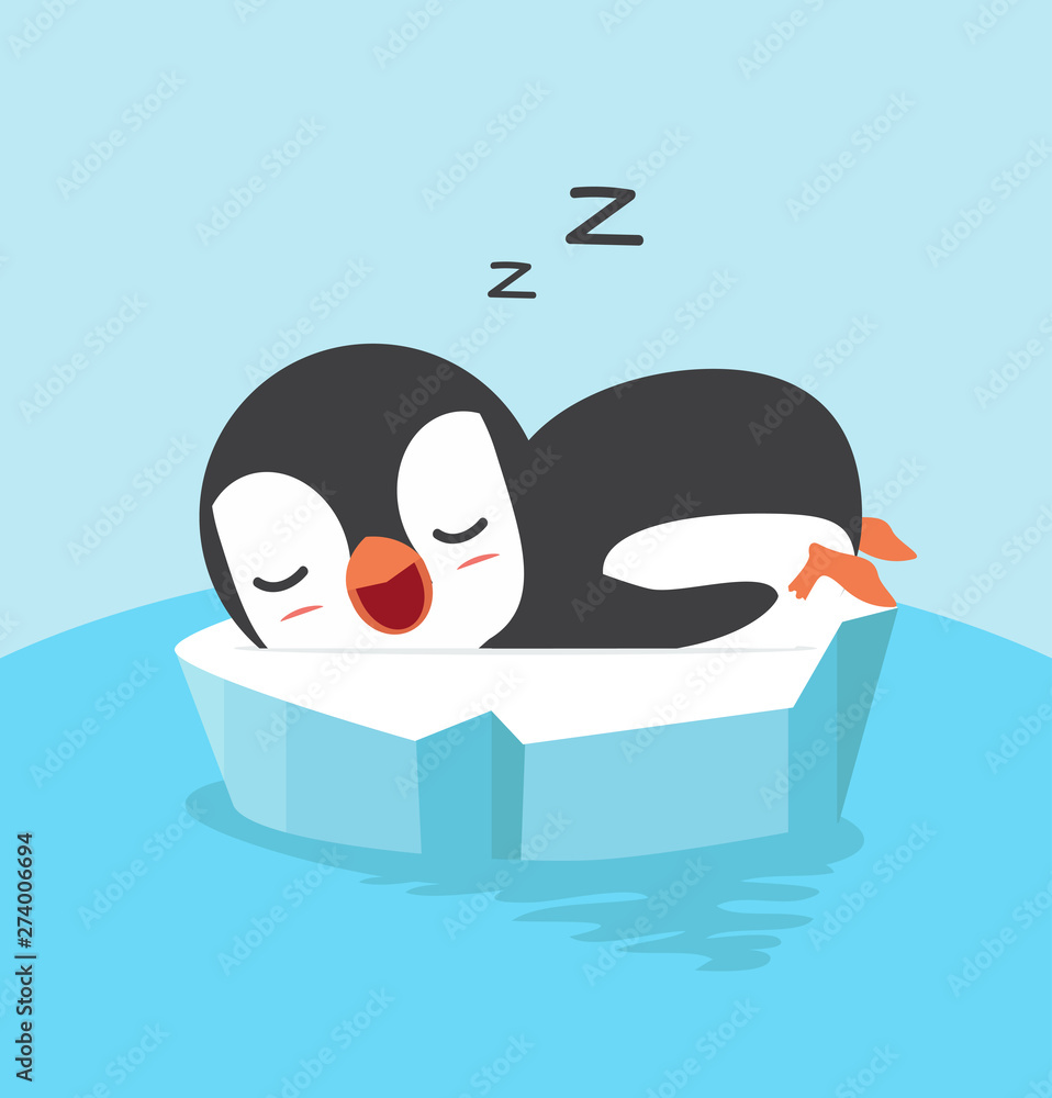 Cute penguin sleep on ice floe Stock Vector | Adobe Stock