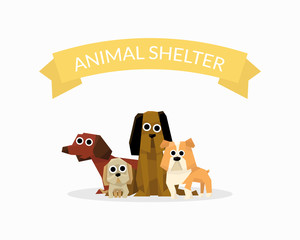 Sticker - Animal Shelter Banner Template, Dog Help Poster, Pet Care, Adoption, Donation Vector Illustration