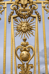 Sticker - The golden entrance gate of the famous Palace of Versailles. Palace Versailles was a royal chateau. Versailles, Paris, France.