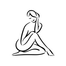 Vector Hand Drawn Illustration Of Woman Figure On White Background