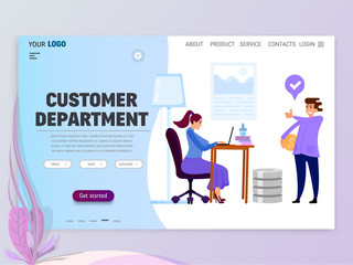 Wall Mural - Landing Page Template - customer department homepage