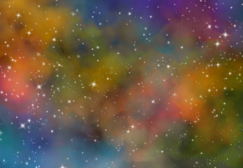 Wall Mural - Star field in galaxy space with nebula, abstract watercolor digital art painting for texture background
