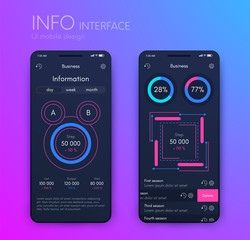 Vector graphics mobile infographics with three and two options. Template for creating mobile applications, workflow layout, diagram, banner, web design, business reports with 3 and 2 steps