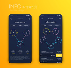 Vector graphics mobile infographics with three and five options. Template for creating mobile applications, workflow layout, diagram, banner, web design, business reports with 3 and 5 steps