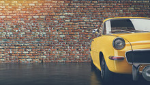 Old Yellow Vintage Car.