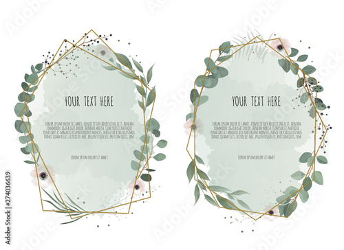 Vector set floral frame. Greeting, postcard wedding invite template. Elegant ...