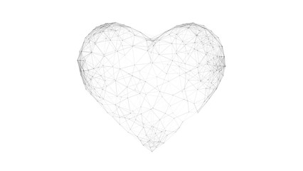 Wall Mural - Abstract polygonal heart. Valentine's day. Consists of points, lines. Isolated on white background. 3D render