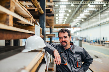 Portrait of a handsome mature industrial worker.