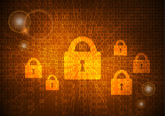 Global network security, World map. Vector illustration
