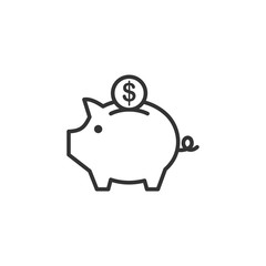 Aufkleber - Piggy bank icon template black color editable. Piggy bank symbol Flat vector sign isolated on white background. Simple vector illustration for graphic and web design.