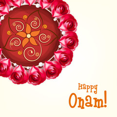 Sticker - Happy onam wishes with rangoli style.