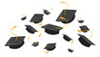 University mortarboards throwing tradition flat illustration