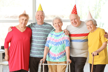 Wall Mural - Happy senior people in nursing home