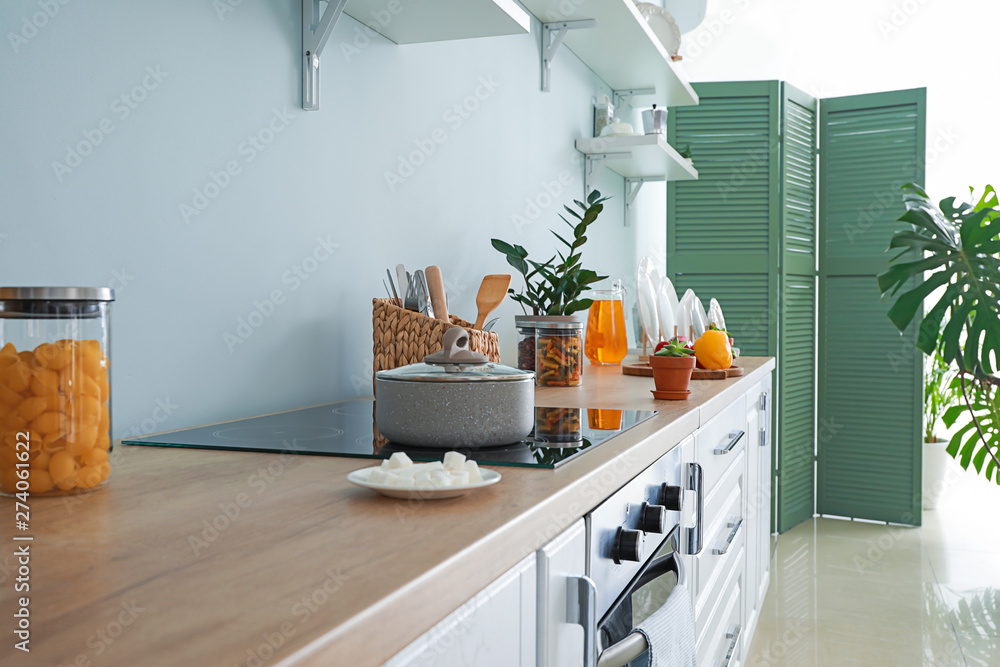 Interior of modern comfortable kitchen