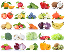 Fruits And Vegetables Collection Isolated Apple Oranges Onions Tomatoes Lettuce Berries Fruit