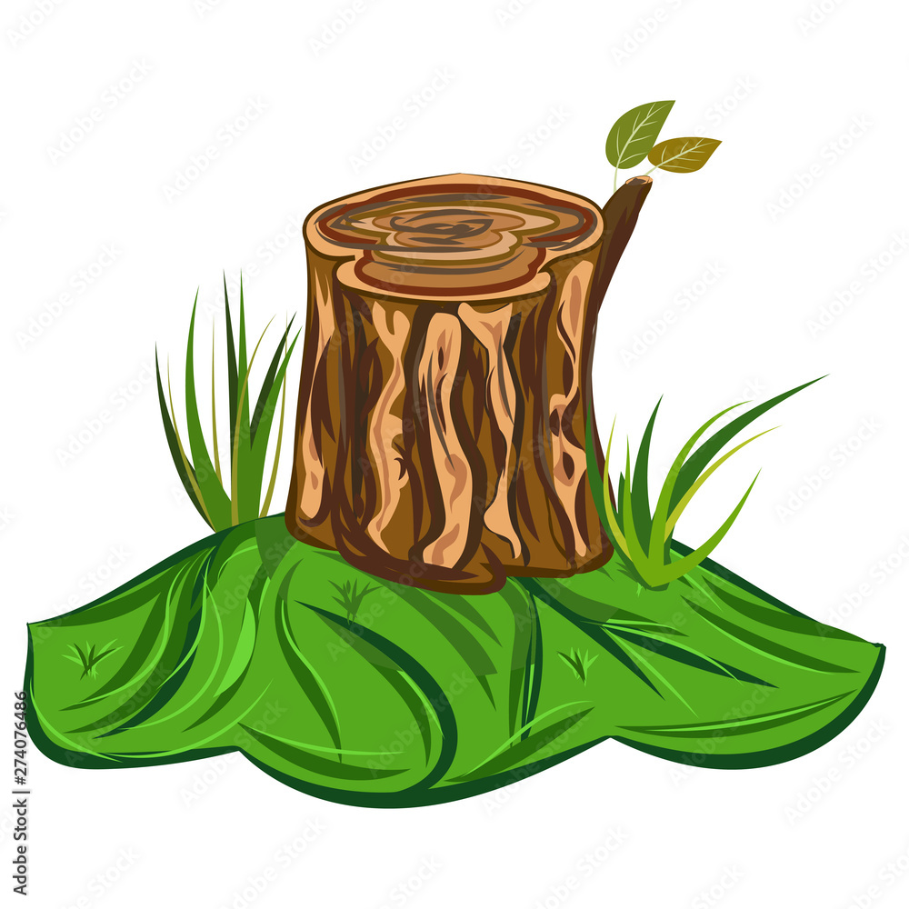 Tree Stump Illustration of a cartoon big tree stump with bench and some ...