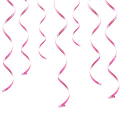 pink serpentine streamers isolated on white