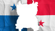 Ripped Panama flying flag, over white background, 3d rendering