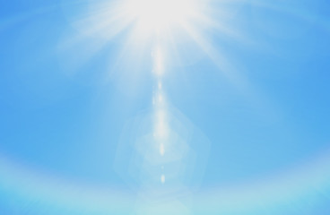 Wall Mural - sky with sunbeams light flare white fluffy cloudscape nature background retro color style