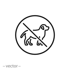 Wall Mural - no dogs allowed icon, dog prohibition, line symbol on white background - editable stroke vector illustration eps10