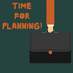 Writing note showing Time For Planning. Business concept for exercising conscious control spent on specific activities Businessman Carrying Colorful Briefcase Portfolio Applique