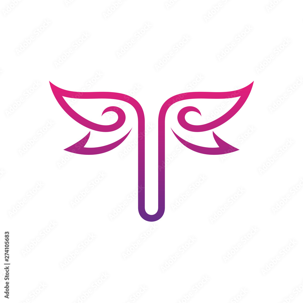 Initial letter T with wings logo design Stock Vector | Adobe Stock