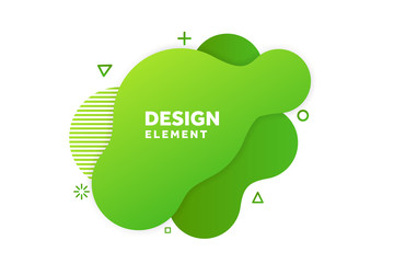 Unique abstract graphic elements. Eco banner with a gradient shape. Design template for presentation or flyer. Abstract forms green dynamic composition. Minimal mesh background. Modern style vector