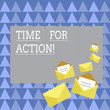 © Zofia - Handwriting text Time For Action. Conceptual photo do something official or concerted achieve aim with problem Closed and Open Envelopes with Letter Tucked In on Top of Color Stationery