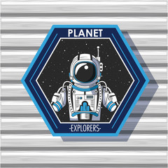 Wall Mural - Space explorer patch emblem design