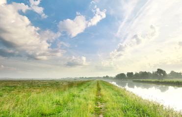 green grass meadow and beautiful sky