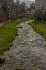 Wall Mural - Svatava river in Kraslice town in Krusne mountains in spring day